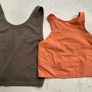 lululemon athletica Women’s Sleeveless Crop Tank Top - Green/Orange Sz 4 no pads